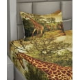 thumbnail image 2 of Ambesonne Giraffe Fitted & Top Sheet Set with Sham, Savannah Animals Wildlife, Dark Orange and Green, 2 of 4