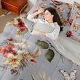 thumbnail image 4 of Manfei Female Women Chic Floral Rose Bedding Comforter Set 7pcs,Vintage Aesthetics Queen Bedding Sets Super Cozy,Butterflies Flowers Queen Sheet Sets,Luxury Bedroom Decor,Reversible, 4 of 8