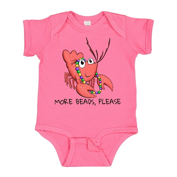 Inktastic More Beads, Please Cute Mardi Gras Crawfish Boys or Girls Baby Bodysuit