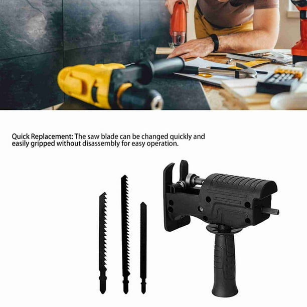 Adaptador de sierra alternativa para taladro,Adaptador de sierra alternativa Cabezal de conversión de motosierra incisiva Adaptador de sierra eléctrica para taladro Rendimiento probado
