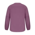 thumbnail image 5 of XFLWAM Women's Puff Long Sleeve T Shirt Dressy Casual Ruffle V Neck Tops Blouse Purple L, 5 of 7