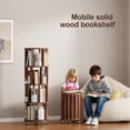 thumbnail image 3 of Noble House Saxon 54" 4-Tier Rotating Bookshelf Tower, Solid Rubberwood, 360° Bookcase on Locking Wheels, Walnut, 3 of 11