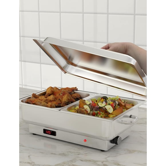 Zzistar Commercial Electric Chafing Dish Buffet Set, 9QT Food Servers and Warmers, Stainless Steel Catering Food Warmers with Temperature Control Display for Party