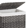 thumbnail image 2 of Laundry Hamper with Handwoven Rattan and Liner Bag Gray, 2 of 6