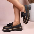 thumbnail image 5 of Women’s Summer Loafers Plus Size Slip On Chunky Heel Low Heel Plaid Bowknot British Style Niche Versatile Outdoor Trendy Light Blue 9, 5 of 9