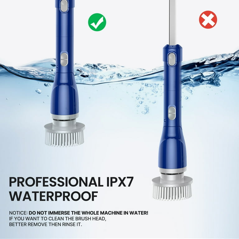 Electric Spin Scrubber, IPX7 Waterproof Cordless Cleaning Brush