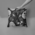 thumbnail image 2 of Monogram Letter Day of the Dead Skulls Black Fabric Decorative Pillow, 2 of 4