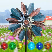 73" Solar Wind Spinners,Multi-Color RGB Light Metal Spinner for Garden Lawn Decor