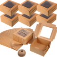 thumbnail image 3 of Caja De Panadería Marrón De 50 Piezas Y Cuerda De 150 M Con Vitrina De Papel Cajas De Embalaje De Regalo De Cartón Para Pasteles, Galletas, Pasteles Pequeños, Pie, Cupc. Afortunado Sencillez, 3 of 5