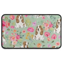 Basset Hound and Pioneer Flower Door Rugs,Washable Non Slip Door Mats Indoor,Decorative Door Mats,Entry Mat Indoor for Entrance,Bedroom,Kitchen,Bathroom,30"x17"