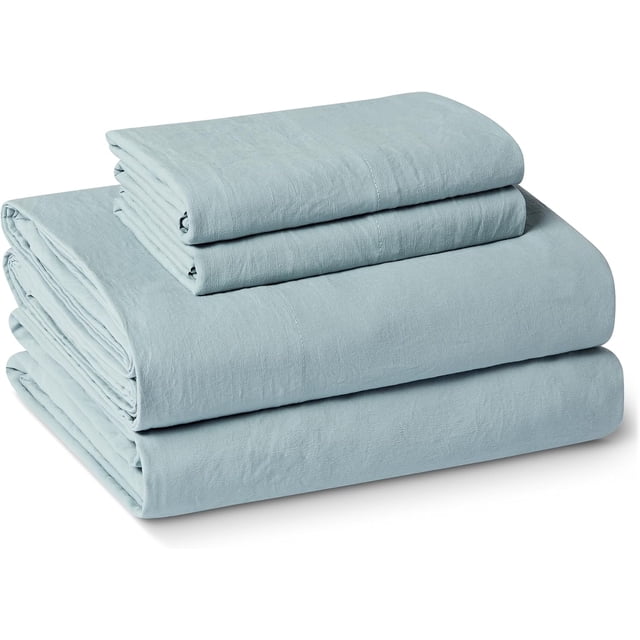 Brushed Microfiber Sheet Set, Extra Soft with Natural Texture, 4-Piece, Queen, Blue