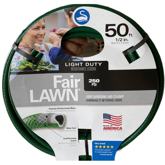 Fairlawn Water Saver Light Duty Garden Hose, 1/2 in ID 50 ft L, Plastic, Green