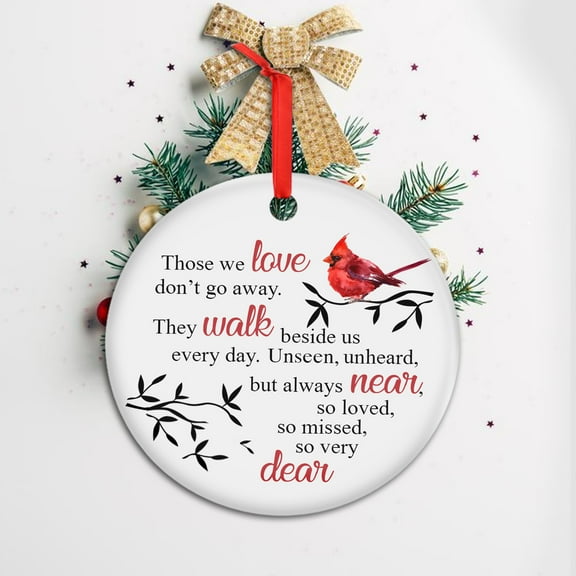 Flagwix Ceramic Red Cardinal Ornaments Those We Love, Memorial Gifts, Christmas Decoration, White Circle Memorial Ornament (1Pcs)