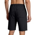 thumbnail image 4 of Domuza Mens Cotton Linen Shorts Summer Casual Classic Drawstring Elastic Waist Shorts with Pocket Black XL, 4 of 7