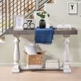 thumbnail image 4 of 53.6-Inch Side Table, Farmhouse Console Table, Spacious Tabletop & Sturdy Pedestal Legs, Entryway Table Sofa Table for Living Room Hall Dining Room (Antique Gray+White), 4 of 8