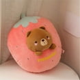 thumbnail image 4 of Almohada de felpa de oso de 18 ", lindo animal de peluche de fresa, Kawaii Squishy, ​​oso de anime, almohada suave para abrazar, juguetes de peluche, regalos para niños, niñas, Halloween, 4 of 5