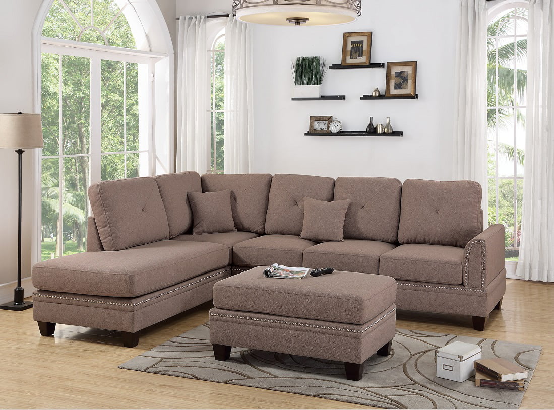2 Pcs Sectional Sofa Coffee Modern Sectional Reversible Chaise Sofa
