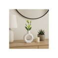 thumbnail image 2 of Modern Round Cut-Out Ceramic Vase for Living Room Decor and Home Accents - Decorative Flower Vase for Room, Bedroom, or Office Decor - Ideal for House and Entryway Displays - 9", White, 2 of 12