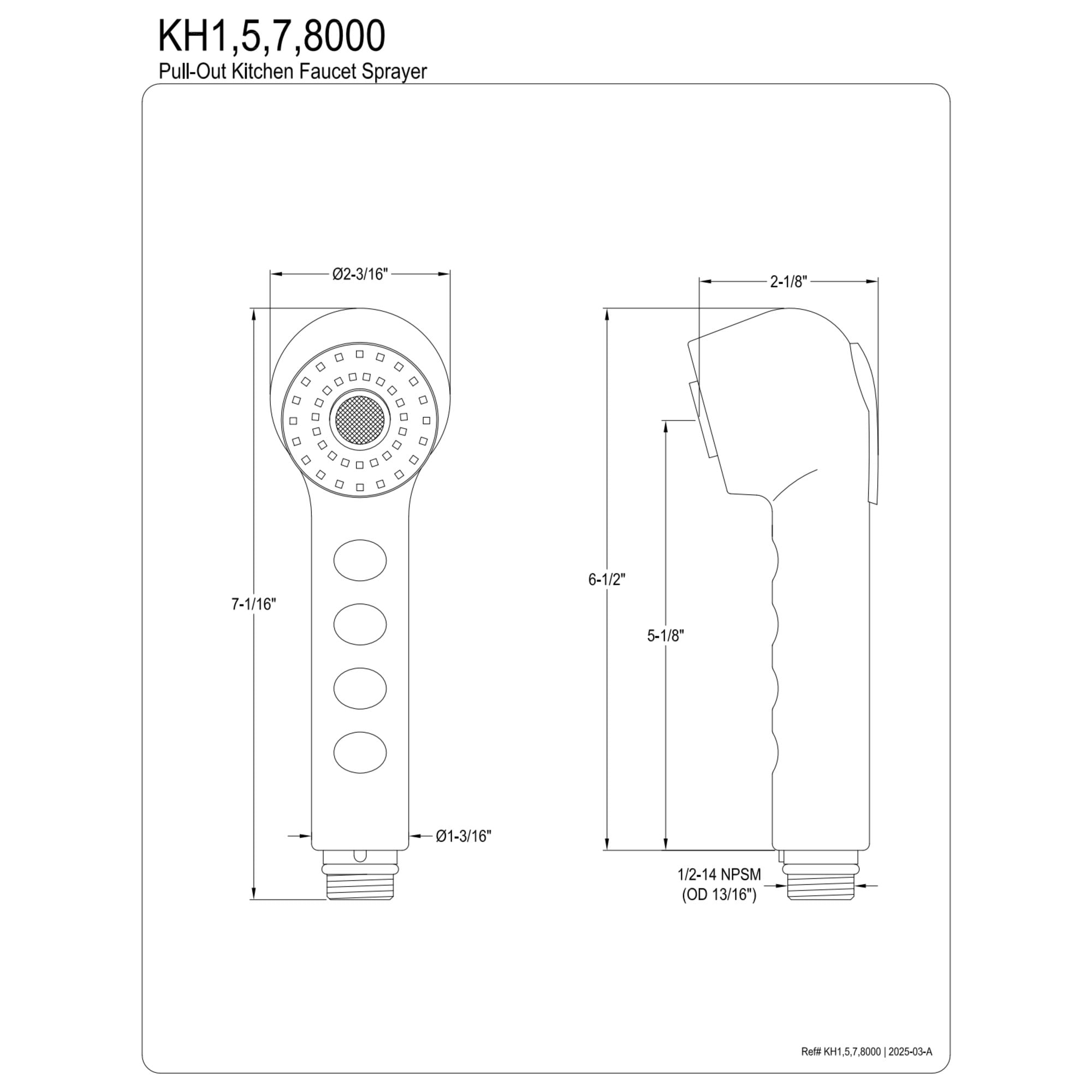 Kingston Brass KH7000 2-Function Pull-Out Kitchen Faucet Sprayer in White