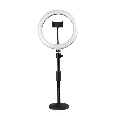 Gator Cases 10 LED Desktop Ring Light with Round Base Stand and Phone Clamp