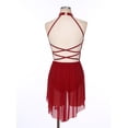 thumbnail image 4 of iiniim Women's Sparkly Lyrical Dance Costume Backless Skirted Leotard Modern Contemporary Dancewear Burgundy XXL, 4 of 7