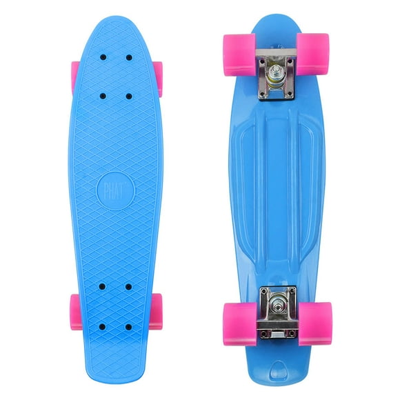 22" Plastic Retro Penny Skateboard, Cruiser Street Surfing Banana Skate Board with All-in-One Skate T-Tool