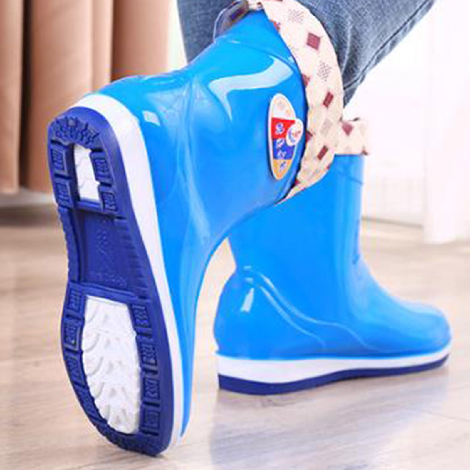 nsendm Women Shoes Adult Female Rain Booties Rain Boots for Women Adults Medium Rain Boots Fashionable Water Boots Cotton Padded Raining Boots for Men