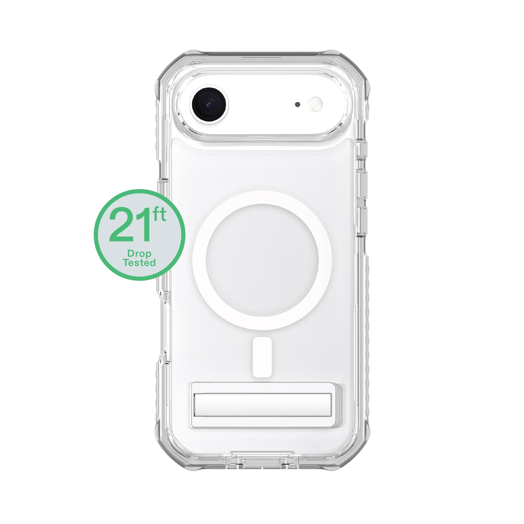 onn Rugged Phone Case with Kickstand for iPhone Air, MagSafe Compatible - Clear