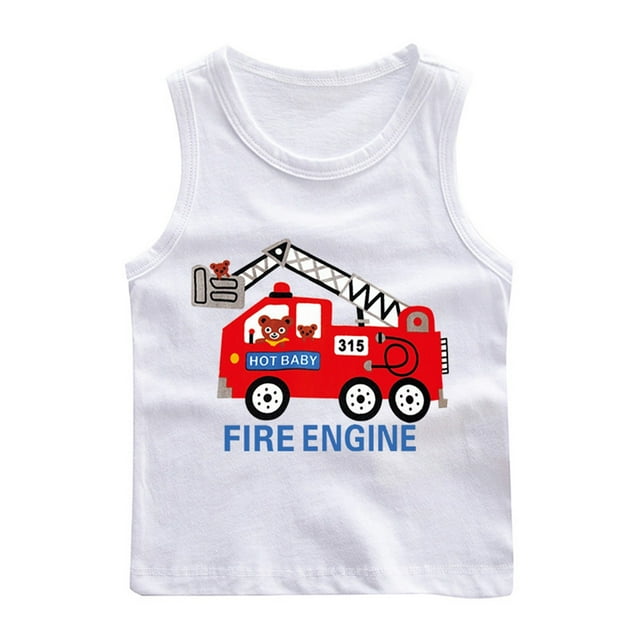RXIRUCGD 2025 Vêtements d'Été pour Enfants Chemise de Base à Col Rond Sans Manches pour Garçons