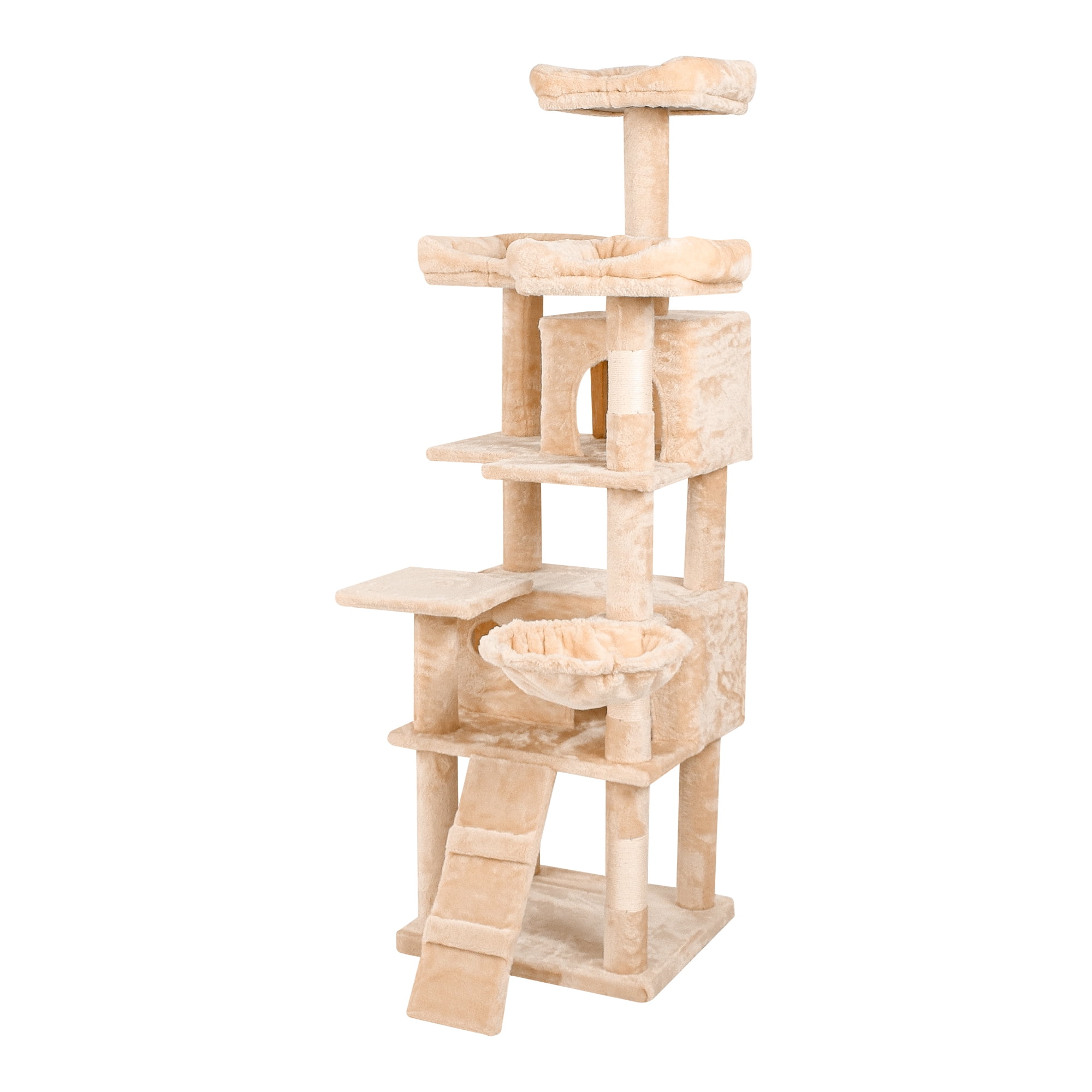 Pefilos 63" Cat Trees Cat Towers for Large Cats, Indoor Pet Activity Furniture Play House Kitty Kitten, Beige Pefilos 63" Cat Trees Cat Towers for Large Cats, Indoor Pet Activity Furniture Play House Kitty Kitten, Beige