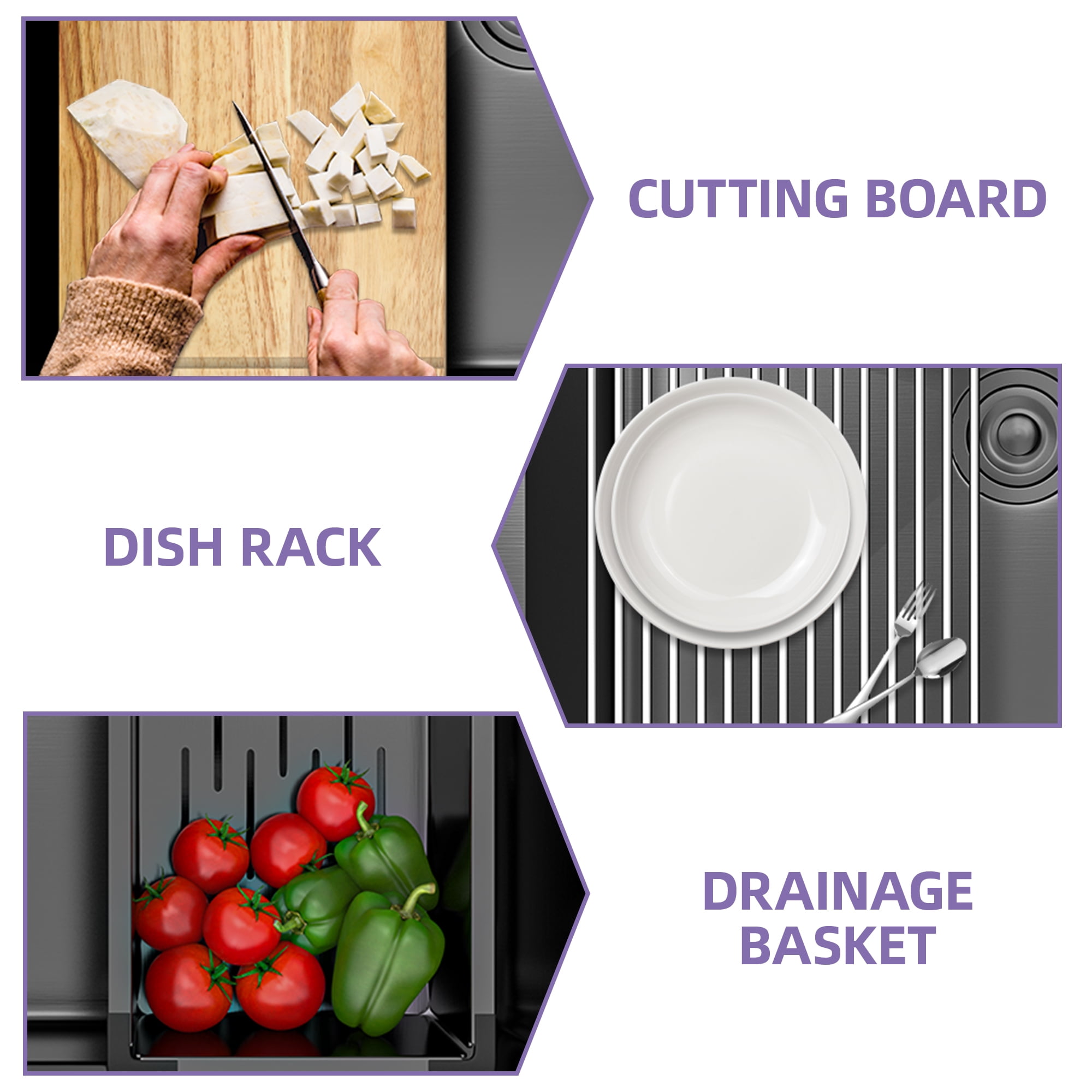 Uforic 16 Gauge Kitchen Sink Drip-in Stainless Steel Sink, with Built-in Ledge & Accessories, Heavy-Duty for Workstation, RV, Prep Kitchen, or Bar