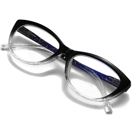 Cat Eye Reading Glasses for Men and Womens - Blue Light Blocking Fashion Eyeglasses +1.0 Spring Hinge Computer Readers
