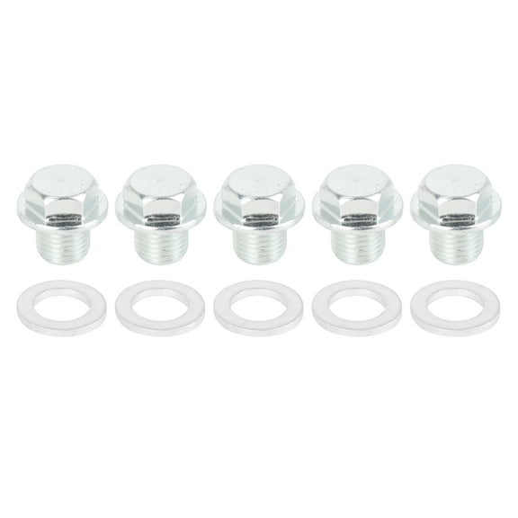 5 Sets M12x1.25 Metal Vehicke Engine Oil Pan Drain Cap Screw Bolt Plug with Gasket