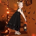 thumbnail image 4 of Vestido de Niña Negro con Moño Fiesta Certamen Halloween Falda Abombada sin Mangas 7 Años, 4 of 6