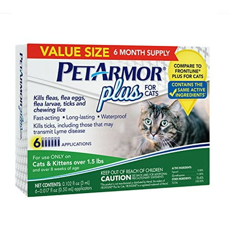 Frontline for cats at walmart FRONTLINE Plus for Cats can help provide this solution. FRONTLINE flea and tick control for cats targets all lifestages of fleas and once all fleas and ticks (everything eggs to adults) are eliminated, FRONTLINE cat flea treatment provides long-lasting protection for your pet.