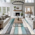 thumbnail image 4 of Turquoise Grey Wooden Large Area Rugs for Bedroom Living Room, Soft Non Slip Carpet Bedside Rug, Farmhouse Teal Wood Rectangular Floor Cover Kitchen Accent Rug 5'x8' for Dining Room/Office, 4 of 9