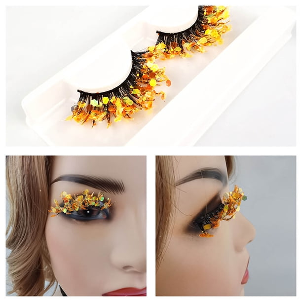 Fiudx Pestañas Postizas de Colores, Delineadores Reutilizables, Aspecto Natural con Lentejuelas Brillantes, Cómodas y de Fácil Aplicación, Perfectas para Fiestas, Cosplay y Fotografía. Se Adaptan a T