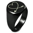 thumbnail image 1 of Sterling Silver Heart Love Arrow Engraved Round Flat Top Polished Ring, 1 of 1