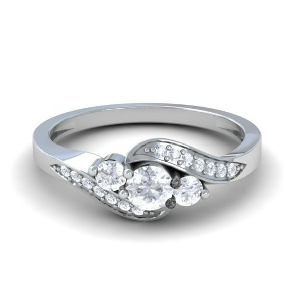 Dazzlingrock Collection 0.50 Carat (ctw) 10k Round Diamond Ladies Swirl Engagement 3 Stone Bridal Ring 1/2 CT, White Gold, Size 6.5