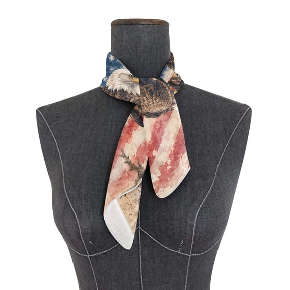 Square Scarf 24x24 Inch Patriotic Watercolor Eagle Silky Satin Sun Protection Neck Scarf for Women Multi-Purpose Head Wrap Bandana for Hair Bag Decoration