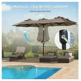 thumbnail image 3 of Double-sided Patio Umbrella 9.5' Large Outdoor Umbrella with Push Button Tilt and Crank, 3 and 12 Ribs, for Garden, Deck, Pool, Gray Light Brown + Polyester, 3 of 8