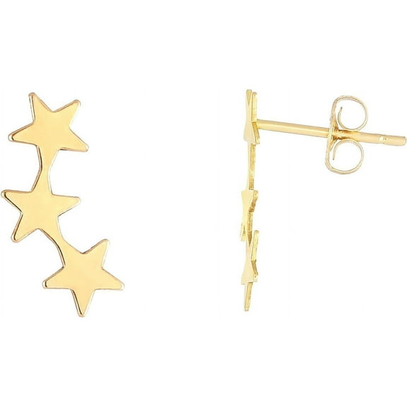 Floreo 14k Yellow Gold 14mm Star Ear Climber Earrings
