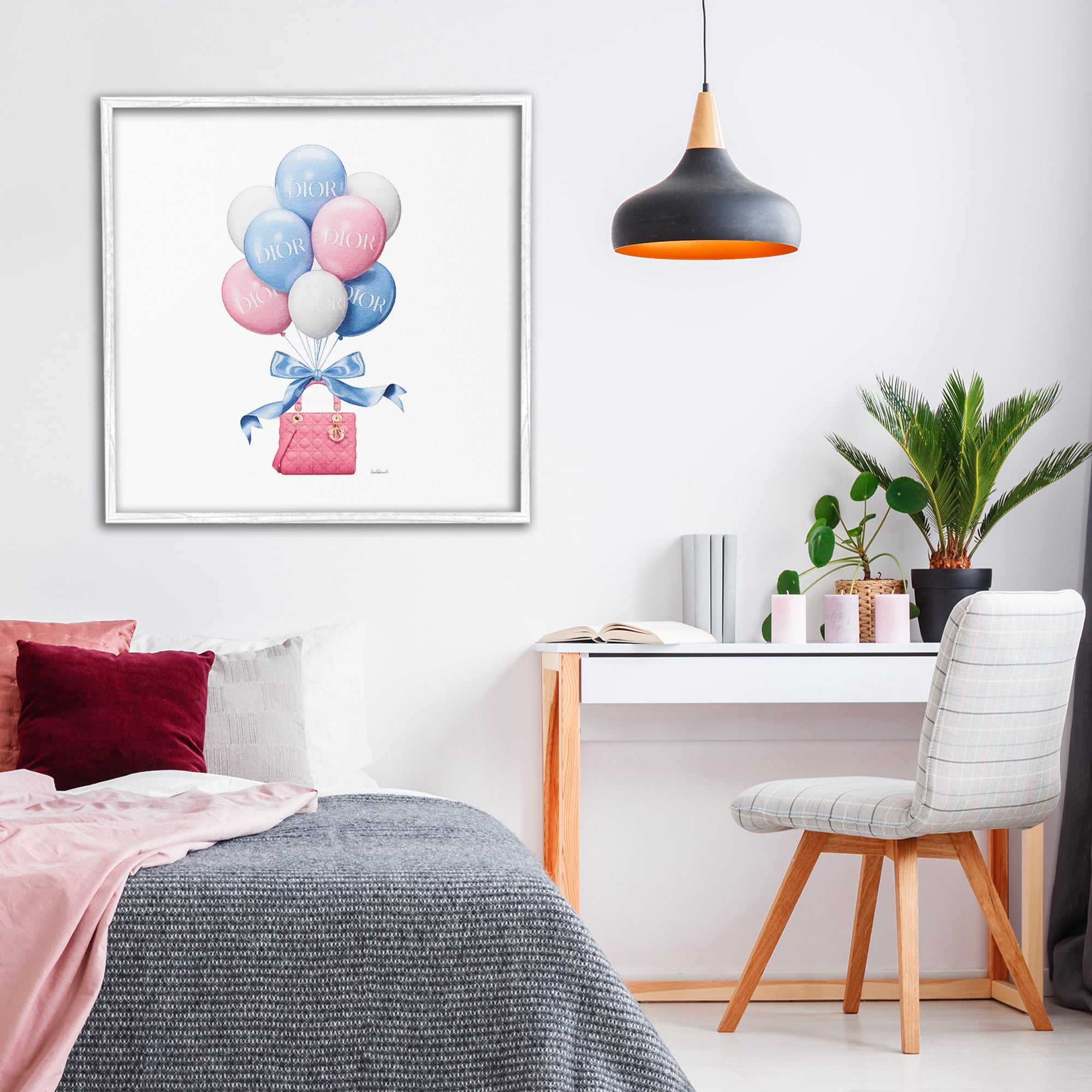 Stupell Industries Pink & Blue Handbag Balloons White Framed Giclee Art, design by Amanda Greenwood