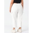 thumbnail image 4 of DARING DIVA Women's Plus Drawstring Elastic Waist Cargo Pants with Pocket 1X White, 4 of 6