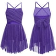 thumbnail image 5 of Aiihoo Girls Ballet Dance Lyrical Dress Cross Back Leotard Skirt Modern Contemporary Dancewear Purple 10, 5 of 6