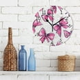 thumbnail image 3 of Pink Bow Hand Painted Style Round Wall Clock Silent Battery Operated Home Decor for Living Room Bedroom, 3 of 7