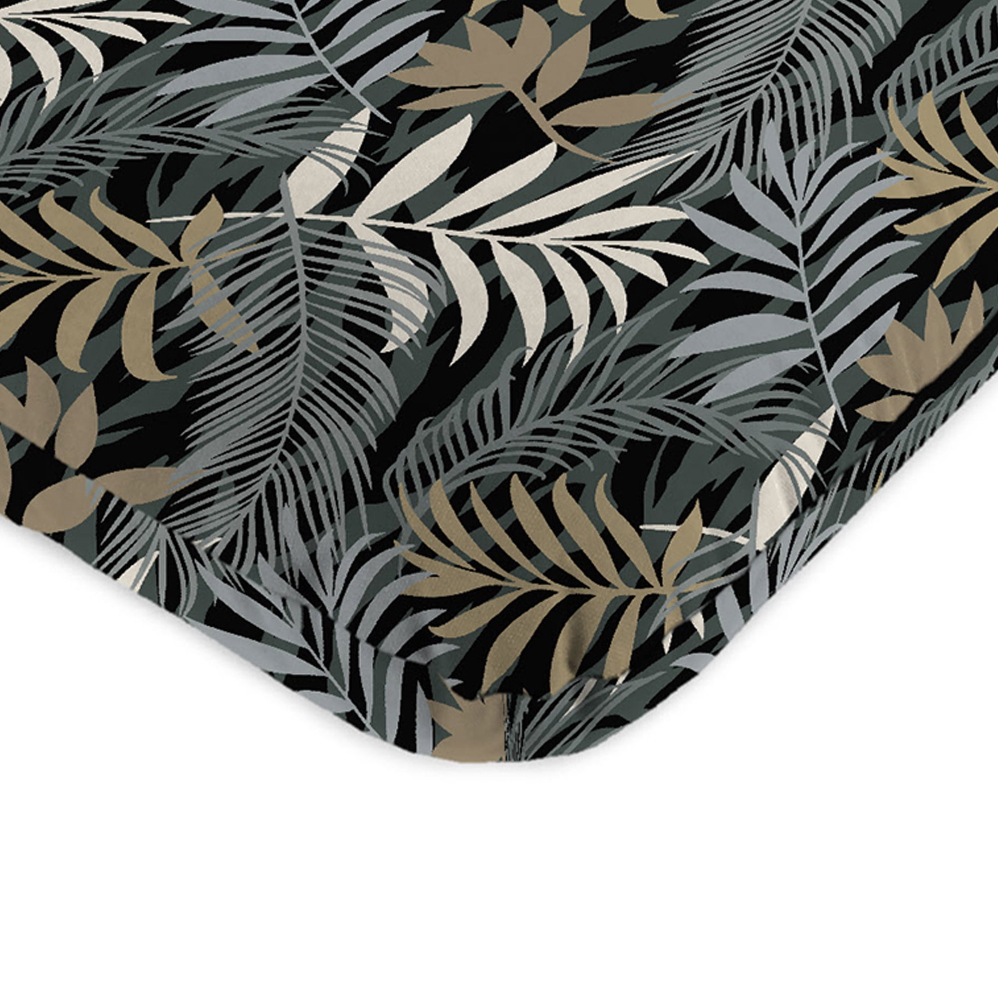 Jordan Manufacturing 45" x 22" Maryland Driftwood Black Leaves Rectangular Outdoor Chair Cushion with Ties and Hanger Loop (2 Pack)