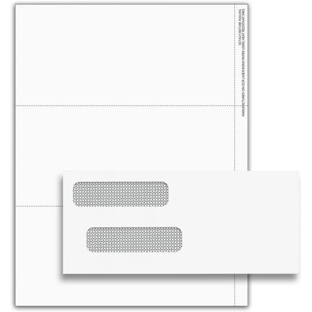 NextDayLabels - 2024 3 UP Laser W-2 Forms, Employee Copy, Horizontal Format (100 Blank on Both Sides Sheets & Envelopes)