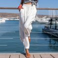 thumbnail image 1 of Pantalones bombachos de retazos para mujer, ropa de estar por casa de cintura elástica lisa con bolsillo, holgados, a la moda, ropa de calle de verano, envío directo, 1 of 4