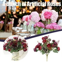 Luxcidy 21 Heads Vintage Silk Small Rose Artificial Flowers for Wedding Party Home Festival Supplies Decor Bouquet Fake Flower (Wine Red)